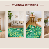 Ultra Soft Area Rug, Non Slip, Stain Resistant, Washable Area Rugs for Living Room, Bedroom, Boho Floral Insect(Green)