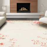 Ultra Soft Area Rug, Non Slip, Stain Resistant, Washable Area Rugs for Living Room, Bedroom, Modern Playful Flower Graphics(Beige)