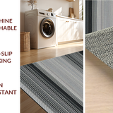 Ultra Soft Area Rug, Non Slip, Stain Resistant, Washable Area Rugs for Living Room, Bedroom, Stylish Neutral Toned Stripes(Black)