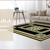Ultra Soft Area Rug, Non Slip, Stain Resistant, Washable Area Rugs for Living Room, Bedroom, Sophisticated Elegant Lattice Pattern(Black)