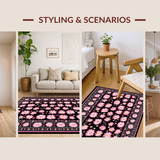 Ultra Soft Area Rug, Non Slip, Stain Resistant, Washable Area Rugs for Living Room, Bedroom, Artistic Criss-Cross Floral Layout(Pink)