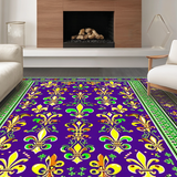 Ultra Soft Area Rug, Non Slip, Stain Resistant, Washable Area Rugs for Living Room, Bedroom, Contemporary Fleur-De-Lis Theme(Purple)