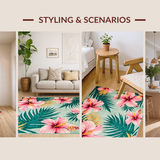 Ultra Soft Area Rug, Non Slip, Stain Resistant, Washable Area Rugs for Living Room, Bedroom, Exotic Green and Pink Palette(Pink)