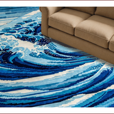 Ultra Soft Area Rug, Non Slip, Stain Resistant, Washable Area Rugs for Living Room, Bedroom, Serene Coastal Wave Aesthetic(Blue)