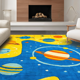Ultra Soft Area Rug, Non Slip, Stain Resistant, Washable Area Rugs for Living Room, Bedroom, Space-Themed Lively Visual Arrangement(Yellow)