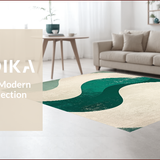 Ultra Soft Area Rug, Non Slip, Stain Resistant, Washable Area Rugs for Living Room, Bedroom, Modern Distressed Wave(Green)