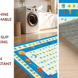 Ultra Soft Area Rug, Non Slip, Stain Resistant, Washable Area Rugs for Living Room, Bedroom, Whimsical Animal Letter Illustration(Blue)