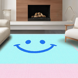 Ultra Soft Area Rug, Non Slip, Stain Resistant, Washable Area Rugs for Living Room, Bedroom, Pastel Playful Smiley Design(Blue)