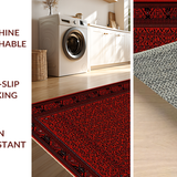Ultra Soft Area Rug, Non Slip, Stain Resistant, Washable Area Rugs for Living Room, Bedroom, Vibrant Floral Medallion Embellishment(Red)