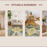 Ultra Soft Area Rug, Non Slip, Stain Resistant, Washable Area Rugs for Living Room, Bedroom, Rustic Tribal Geometric Aesthetic(Gray)