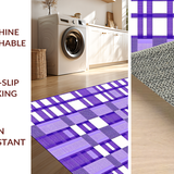 Ultra Soft Area Rug, Non Slip, Stain Resistant, Washable Area Rugs for Living Room, Bedroom, Whimsical Wavy Checkerboard Aesthetic(Purple)