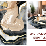 Ultra Soft Area Rug, Non Slip, Stain Resistant, Washable Area Rugs for Living Room, Bedroom, Chic Gray and Gold Composition(Black)
