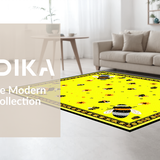 Ultra Soft Area Rug, Non Slip, Stain Resistant, Washable Area Rugs for Living Room, Bedroom, Playful Half Moon Floral Touch(Yellow)
