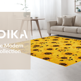 Ultra Soft Area Rug, Non Slip, Stain Resistant, Washable Area Rugs for Living Room, Bedroom, Playful Flower-Centric Visual Style(Yellow)