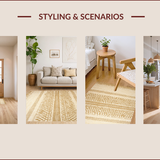 Ultra Soft Area Rug, Non Slip, Stain Resistant, Washable Area Rugs for Living Room, Bedroom, Rustic Tan Trellis Design Element(Beige)