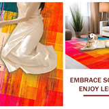 Ultra Soft Area Rug, Non Slip, Stain Resistant, Washable Area Rugs for Living Room, Bedroom, Dynamic Color Burst Abstract Motif(Orange)