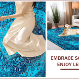 Ultra Soft Area Rug, Non Slip, Stain Resistant, Washable Area Rugs for Living Room, Bedroom, Distressed Blue Vintage Rug for Living Room(Blue)