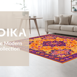 Ultra Soft Area Rug, Non Slip, Stain Resistant, Washable Area Rugs for Living Room, Bedroom, Playful Bright Patterned Bliss(Orange)