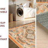Ultra Soft Area Rug, Non Slip, Stain Resistant, Washable Area Rugs for Living Room, Bedroom, Chic Earthy Geometric Layout(Orange)