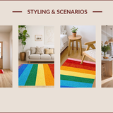 Ultra Soft Area Rug, Non Slip, Stain Resistant, Washable Area Rugs for Living Room, Bedroom, Rainbow Stripe Plush(Red)