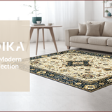 Ultra Soft Area Rug, Non Slip, Stain Resistant, Washable Area Rugs for Living Room, Bedroom, Rustic Neutral Earthy Motif(Ivory)