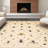 Ultra Soft Area Rug, Non Slip, Stain Resistant, Washable Area Rugs for Living Room, Bedroom, Artistic Insect Botanical Composition(Beige)