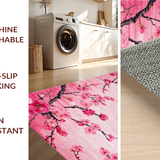 Ultra Soft Area Rug, Non Slip, Stain Resistant, Washable Area Rugs for Living Room, Bedroom, Graceful Cherry Petal Motif(Pink)