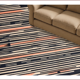 Ultra Soft Area Rug, Non Slip, Stain Resistant, Washable Area Rugs for Living Room, Bedroom, Elegant Charcoal and Peach Stripes(Black)