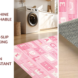 Ultra Soft Area Rug, Non Slip, Stain Resistant, Washable Area Rugs for Living Room, Bedroom, Soft Pink Playful Typography Design(Pink)