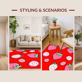 Ultra Soft Area Rug, Non Slip, Stain Resistant, Washable Area Rugs for Living Room, Bedroom, Eclectic Colorful Fruit Fusion(Red)