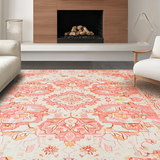 Ultra Soft Area Rug, Non Slip, Stain Resistant, Washable Area Rugs for Living Room, Bedroom, Elegant Subtle Textured Motif(Pink)