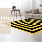 Ultra Soft Area Rug, Non Slip, Stain Resistant, Washable Area Rugs for Living Room, Bedroom, Luxury Greek Key Black Gold Entryway Runner(Yellow)