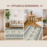 Ultra Soft Area Rug, Non Slip, Stain Resistant, Washable Area Rugs for Living Room, Bedroom, Sophisticated Minimalist Patterned Piece(Beige)