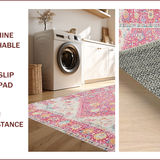 Ultra Soft Area Rug, Non Slip, Stain Resistant, Washable Area Rugs for Living Room, Bedroom, Soft Pastel Ogee Motif Delight(Pink)
