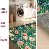 Ultra Soft Area Rug, Non Slip, Stain Resistant, Washable Area Rugs for Living Room, Bedroom, Serene Pastel Floral Elegance(Green)