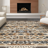 Ultra Soft Area Rug, Non Slip, Stain Resistant, Washable Area Rugs for Living Room, Bedroom, Rustic Ogee Patterned Elegance(Brown)