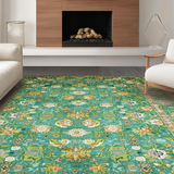 Ultra Soft Area Rug, Non Slip, Stain Resistant, Washable Area Rugs for Living Room, Bedroom, Faded Floral Rustic Charm(Blue)