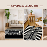 Ultra Soft Area Rug, Non Slip, Stain Resistant, Washable Area Rugs for Living Room, Bedroom, Unique Minimalist Animal Theme(Black)