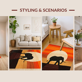 Ultra Soft Area Rug, Non Slip, Stain Resistant, Washable Area Rugs for Living Room, Bedroom, Minimalist Abstract Fauna Illustration(Orange)