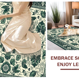 Ultra Soft Area Rug, Non Slip, Stain Resistant, Washable Area Rugs for Living Room, Bedroom, Luxurious Vintage Leafy Background(Ivory)