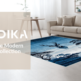 Ultra Soft Area Rug, Non Slip, Stain Resistant, Washable Area Rugs for Living Room, Bedroom, Elegant Blue Ethnic Animal Print(Blue)