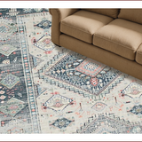 Ultra Soft Area Rug, Non Slip, Stain Resistant, Washable Area Rugs for Living Room, Bedroom, Eclectic Geometric Textured Motif(Gray)
