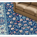 Ultra Soft Area Rug, Non Slip, Stain Resistant, Washable Area Rugs for Living Room, Bedroom, Retro Floral Bedroom Area Rug Machine Washable(Blue)