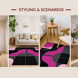 Ultra Soft Area Rug, Non Slip, Stain Resistant, Washable Area Rugs for Living Room, Bedroom, Eclectic Pink and Black Visual Theme(Pink)