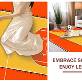 Ultra Soft Area Rug, Non Slip, Stain Resistant, Washable Area Rugs for Living Room, Bedroom, Dynamic Basketball Court Aesthetic(Orange)