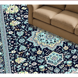 Ultra Soft Area Rug, Non Slip, Stain Resistant, Washable Area Rugs for Living Room, Bedroom, Chic Floral Medallion Design(Blue)