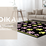 Ultra Soft Area Rug, Non Slip, Stain Resistant, Washable Area Rugs for Living Room, Bedroom, Cute Animal Tracks in Bold Hues(Black)