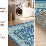 Ultra Soft Area Rug, Non Slip, Stain Resistant, Washable Area Rugs for Living Room, Bedroom, Sophisticated Minimalist Diamond Layout(Blue)