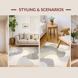 Ultra Soft Area Rug, Non Slip, Stain Resistant, Washable Area Rugs for Living Room, Bedroom, Sophisticated Muted Geometric Motif(Beige)