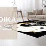 Ultra Soft Area Rug, Non Slip, Stain Resistant, Washable Area Rugs for Living Room, Bedroom, Opulent Gold Accented Dragon Imagery(Black)